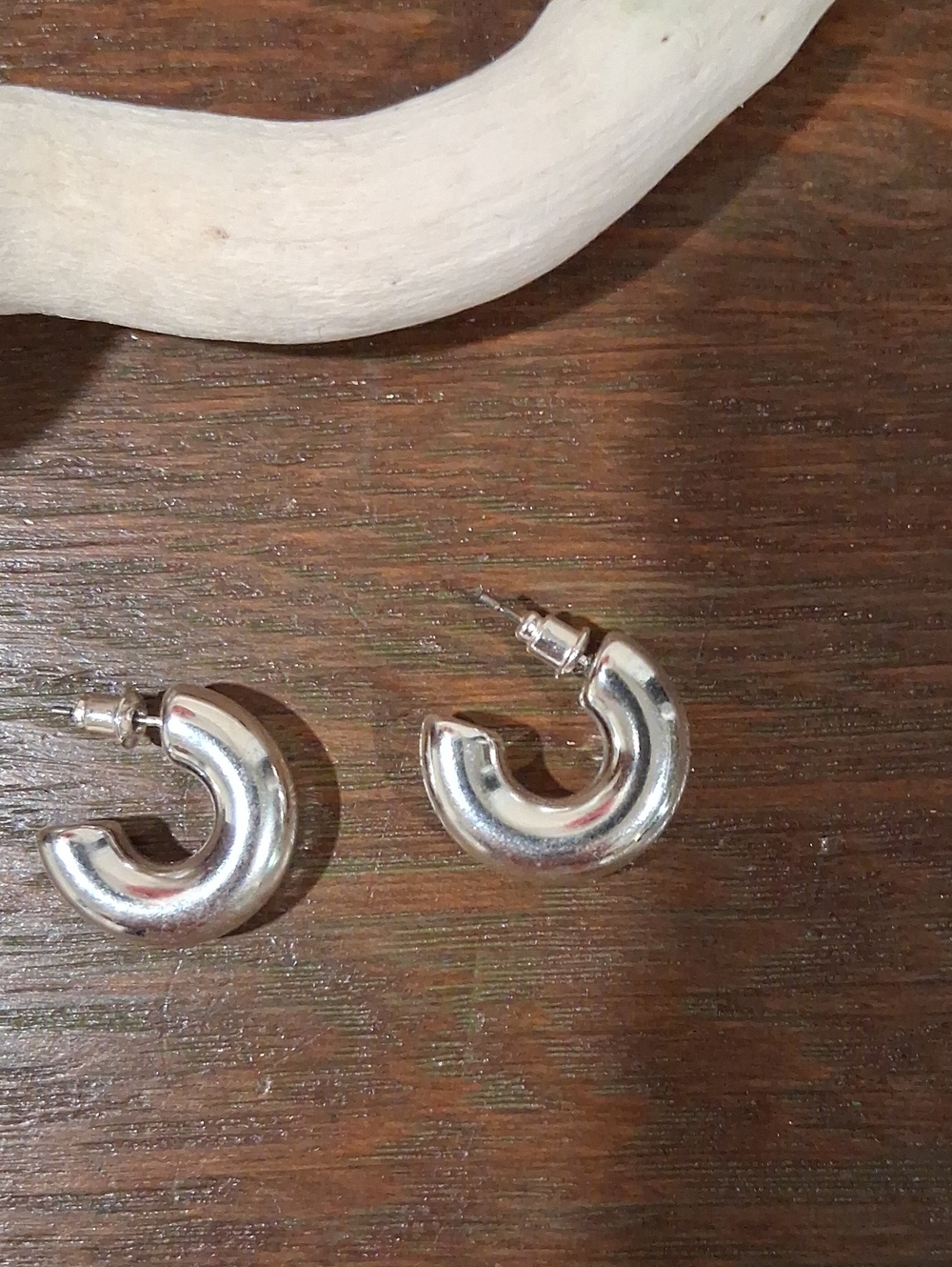 Classic Silvertone Chunky Hoop Earrings - Women Jewelry